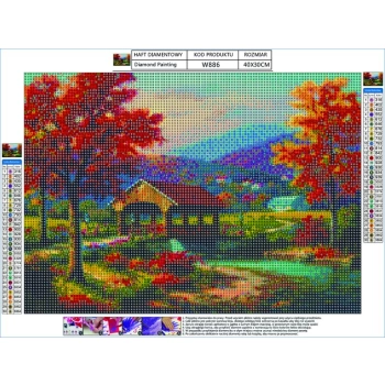 Haft Diamentowy, Obraz, Mozaika Diamentowa Diamond Painting, JESIENNY KRAJOBRAZ 40x30cm