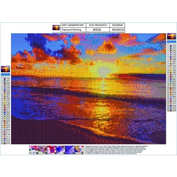 Haft Diamentowy, Obraz, Mozaika Diamentowa Diamond Painting, ZACHÓD SŁOŃCA - PLAŻA 40x30cm