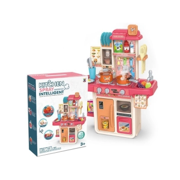 Multifunkcyjna Kuchnia Z Lodówką I Płytą Gazową, RÓŻOWA 42el. Przecena 3