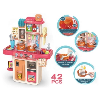 Multifunkcyjna Kuchnia Z Lodówką I Płytą Gazową, RÓŻOWA 42el. Przecena 3