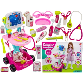 Wózek Lekarski Dla Dziewczynki Z Akcesoriami, Zestaw Doktora Różowy