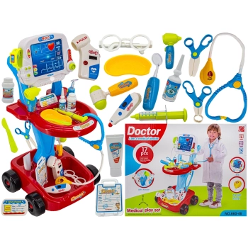 Wózek Lekarski Z Akcesoriami, Zestaw Doktora Czerwony