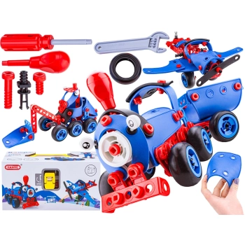 Klocki ELASTYCZNE Konstrukcyjne, Maszyny, Pojazdy, Auto, Samochód, Samolot, Pociąg Do Rozkręcania I Skręcania 6w1 142 El.