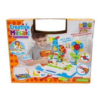 Kreatywna Mozaika, Układanka, Klocki, Wkrętarka Śrubki W Walizce 237 El