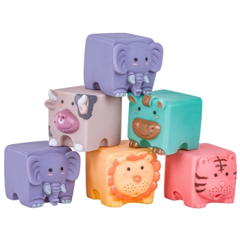 Miękkie Klocki Sensoryczne Zwierzęta, Figury geometryczne, Cyfry 12 sztuk, Edukacyjny zestaw klocków dla malucha