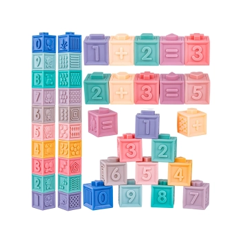 Miękkie Klocki Sensoryczne, Cyferki, Figury geometryczne, Kształty 12 sztuk, Edukacyjny zestaw klocków dla malucha