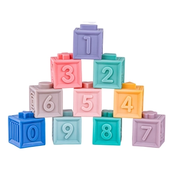 Miękkie Klocki Sensoryczne, Cyferki, Figury geometryczne, Kształty 12 sztuk, Edukacyjny zestaw klocków dla malucha