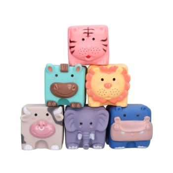 Edukacyjny zestaw klocków dla malucha, Miękkie, Duże Klocki Sensoryczne Zwierzęta 6 sztuk