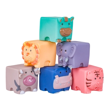 Edukacyjny zestaw klocków dla malucha, Miękkie, Duże Klocki Sensoryczne Zwierzęta 6 sztuk