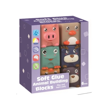 Duże Klocki Sensoryczne Zwierzęta 6 sztuk Miękkie Edukacyjny zestaw klocków dla malucha