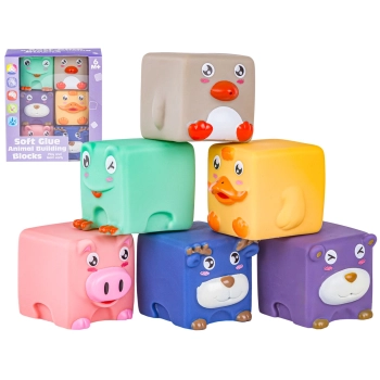 Duże Klocki Sensoryczne Zwierzęta 6 sztuk Miękkie Edukacyjny zestaw klocków dla malucha