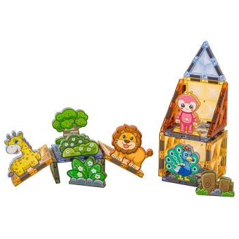 Konstrukcyjne Klocki Magnetyczne ZWIERZĘTA 82 El.