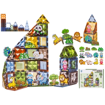 Konstrukcyjne Klocki Magnetyczne ZWIERZĘTA 82 El.