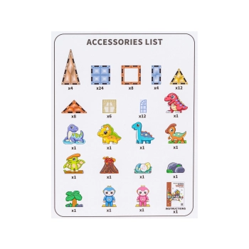 Konstrukcyjne Klocki Magnetyczne PARK DINOZAURÓW 90 El.