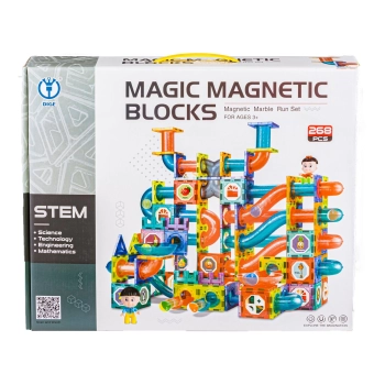 Klocki Magnetyczne, Tor Kulkowy Dla Kulek 268 Elementy Kulodrom