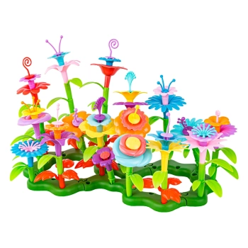 Klocki konstrukcyjne w kuferku, Ogród Kwiatki, Zestaw Do Zbudowania Kwiatowej Kompozycji 135 El.