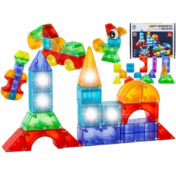 Klocki Magnetyczne, Konstrukcyjne, Świecące Elementy, Figury 3D 64 El. Przecena 1