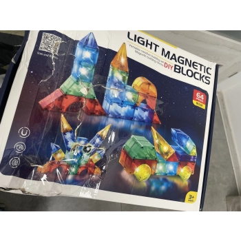 Klocki Magnetyczne, Konstrukcyjne, Świecące Elementy, Figury 3D 64 El. Przecena 1