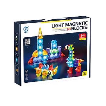 Klocki Magnetyczne, Konstrukcyjne, Świecące Elementy, Figury 3D 94 El.