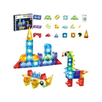Klocki Magnetyczne, Konstrukcyjne, Świecące Elementy, Figury 3D 94 El.