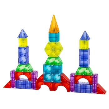 Klocki Magnetyczne, Konstrukcyjne, Świecące Elementy, Figury 3D 134 El.