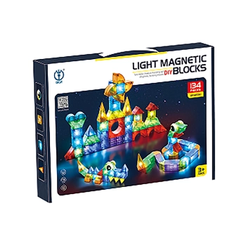 Klocki Magnetyczne, Konstrukcyjne, Świecące Elementy, Figury 3D 134 El.