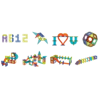 Świecące Klocki Magnetyczne, Tor Kulkowy Dla Kulek 292 Elementy Kulodrom