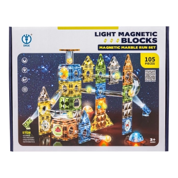 Klocki Magnetyczne Konstrukcyjne TOR KULKOWY Świecące Elementy 142 El. Kulodrom