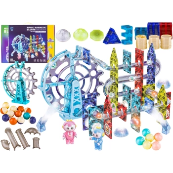Świecące Klocki Magnetyczne, Tor Kulkowy Dla Kulek 120 Elementów Kulodrom
