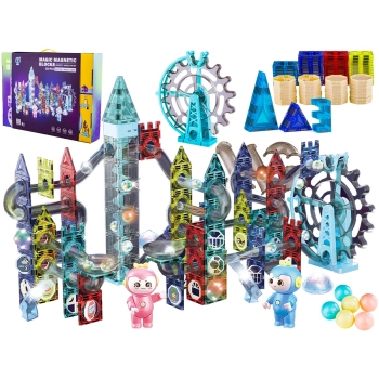 Świecące Klocki Magnetyczne, Tor Kulkowy Dla Kulek 230 Elementów Kulodrom