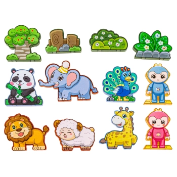 Konstrukcyjne Klocki Magnetyczne Świecące Elementy ZWIERZĘTA 124 El.