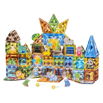 Konstrukcyjne Klocki Magnetyczne Świecące Elementy ZWIERZĘTA 124 El.