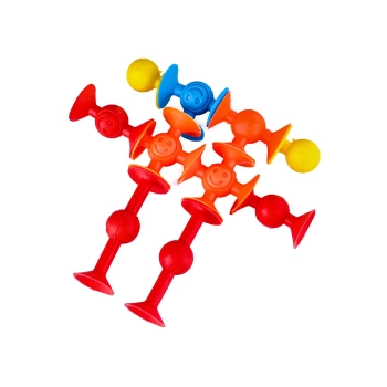 Klocki Konstrukcyjne, Kolorowe Przyssawki, Wesołe Buźki 12 Sztuk