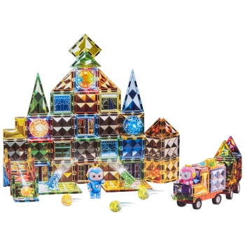 Konstrukcyjne Klocki Magnetyczne Świecące Elementy + Pojazdy 110 El.