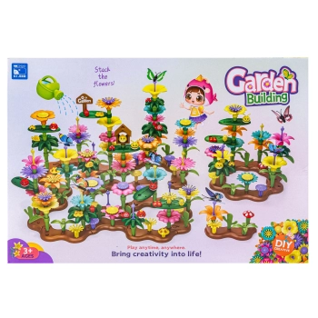 Klocki Konstrukcyjne 322 elementy, Zestaw Do Zbudowania Kwiatowej Kompozycji, Ogród + Kwiatki