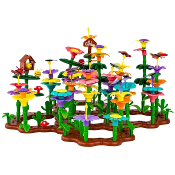 Klocki Konstrukcyjne 322 elementy, Zestaw Do Zbudowania Kwiatowej Kompozycji, Ogród + Kwiatki