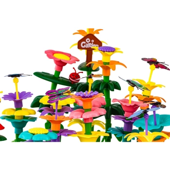 Klocki Konstrukcyjne 322 elementy, Zestaw Do Zbudowania Kwiatowej Kompozycji, Ogród + Kwiatki