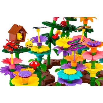 Klocki Konstrukcyjne 322 elementy, Zestaw Do Zbudowania Kwiatowej Kompozycji, Ogród + Kwiatki