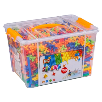 Słomki Konstrukcyjne, Klocki , Patyczki 1000 El, Kuferek, 3D