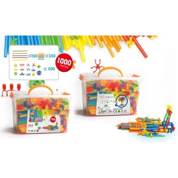 Słomki Konstrukcyjne, Klocki , Patyczki 1000 El, Kuferek, 3D Nowa Wersja