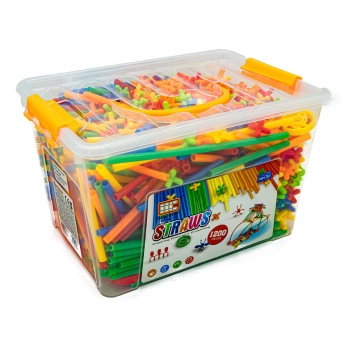 Słomki Konstrukcyjne, Klocki, Patyczki 1200 El, Kuferek, 3D Nowa Wersja