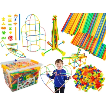 Słomki Konstrukcyjne, Klocki, Patyczki 1200 El, Kuferek, 3D Nowa Wersja