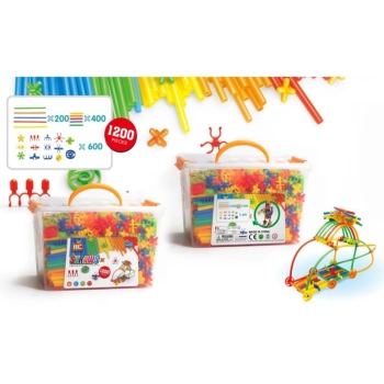 Słomki Konstrukcyjne, Klocki, Patyczki 1200 El, Kuferek, 3D Nowa Wersja