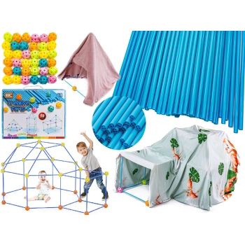 Namiot Baza Fort Słomki Konstrukcyjne, Klocki, Patyczki ok. 68 Elementów