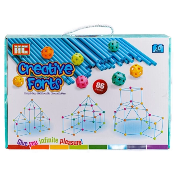 Namiot Baza Fort Słomki Konstrukcyjne, Klocki, Patyczki ok. 86 Elementów