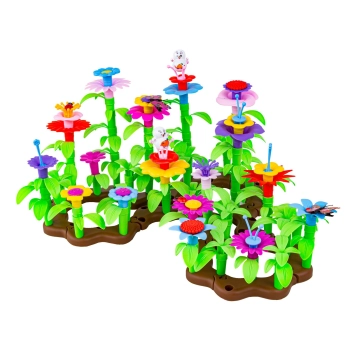 Klocki Konstrukcyjne Ogród Kwiatki , Zestaw Do Zbudowania Kwiatowej Kompozycji 130 El.