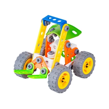 Klocki Elastyczne Konstrukcyjne 84 El., Ładowarka, Wózek Widłowy, Pojazd Budowlany Do Rozkręcania I Skręcania