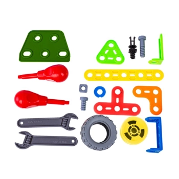 Klocki Elastyczne Konstrukcyjne 84 El., Ładowarka, Wózek Widłowy, Pojazd Budowlany Do Rozkręcania I Skręcania