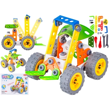 Klocki Elastyczne Konstrukcyjne 84 El., Ładowarka, Wózek Widłowy, Pojazd Budowlany Do Rozkręcania I Skręcania