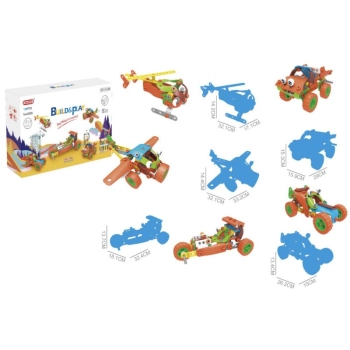 Klocki Elastyczne, Konstrukcyjne 136 El. Auto, Wyścigówka, Helikopter, Samolot Do Rozkręcania I Skręcania 5w1